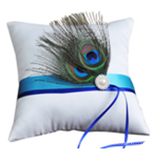 Peacock tail feathers Satin Ring Bearer Pearl Beaded Wedding Pillow